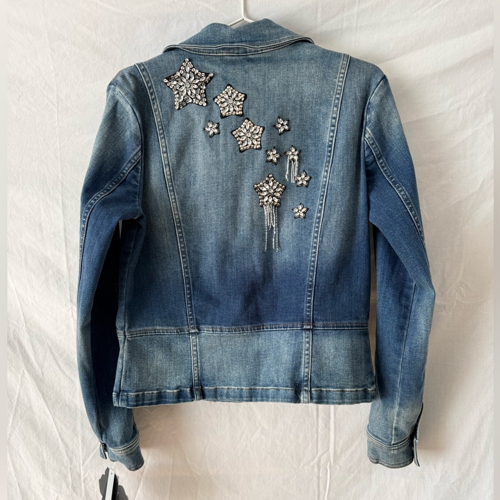 INC International Concepts Blue Embellished Denim Jacket NWT - Picture 3 of 8